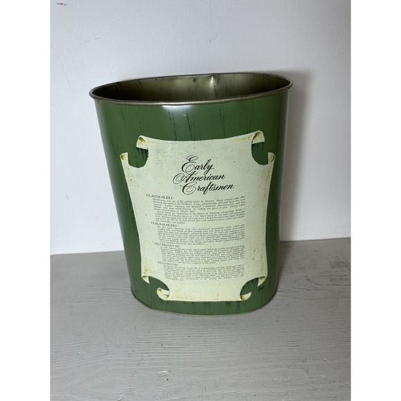Vintage Chein Co Metal Trashcan Early American Craftsman - Picture 4 of 11